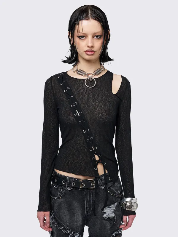 Aryana Black Cut-Out Top sold by Minga London