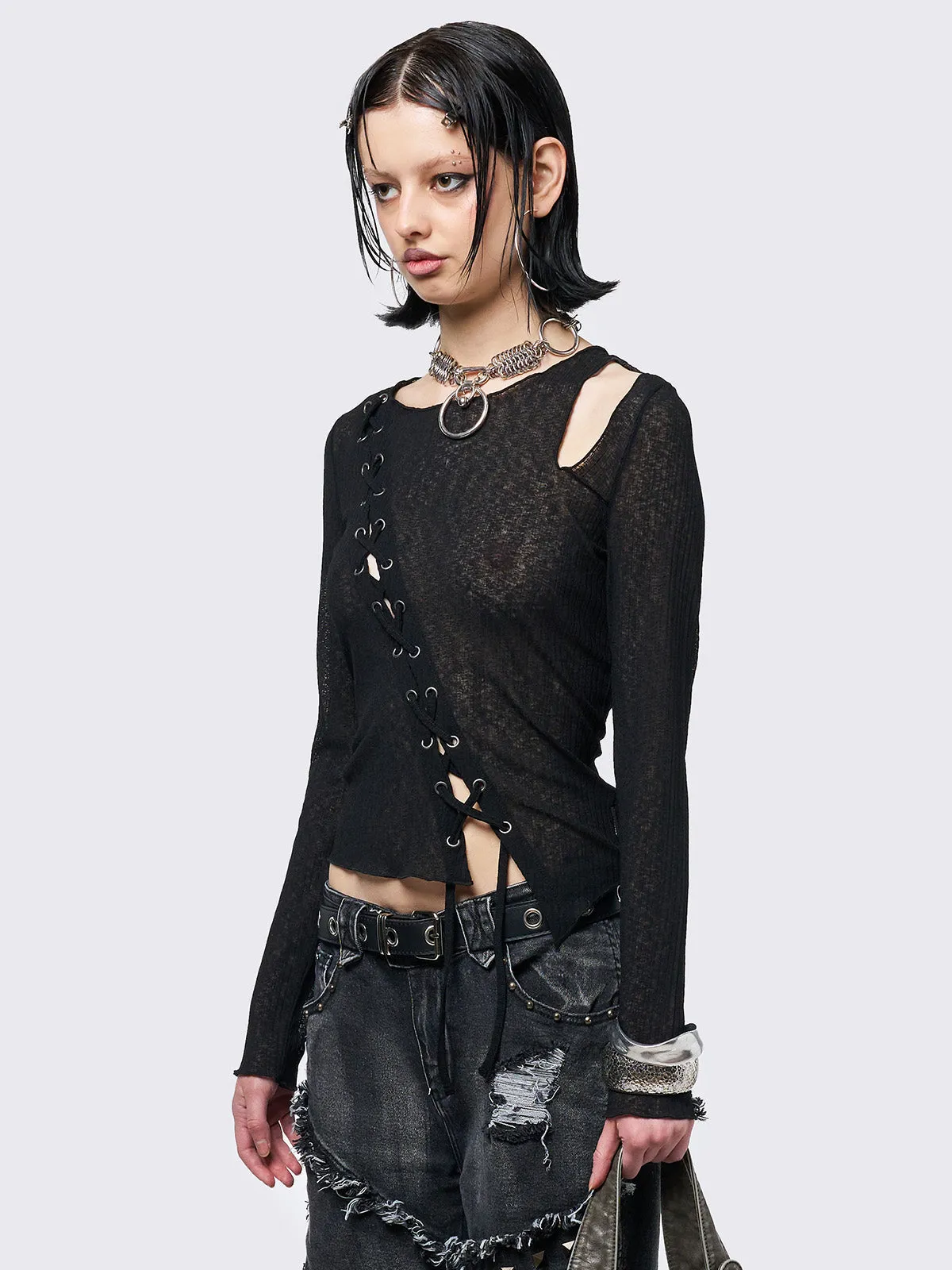 Aryana Black Cut-Out Top sold by Minga London product image thumbnail 3
