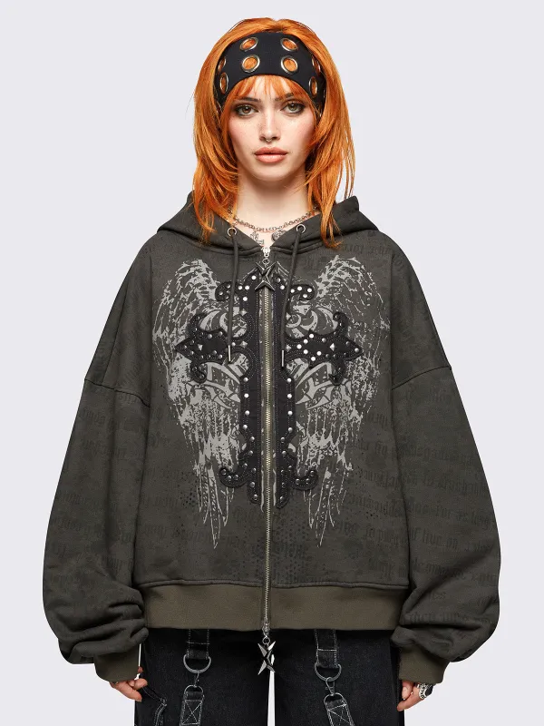 Cursed Zip Up Hoodie sold by Minga London