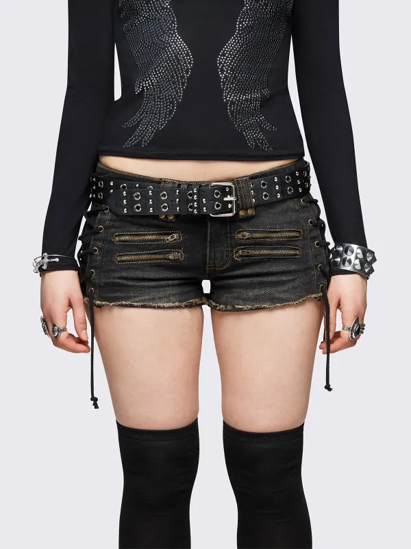 Savage Denim Hot Pants sold by Minga London