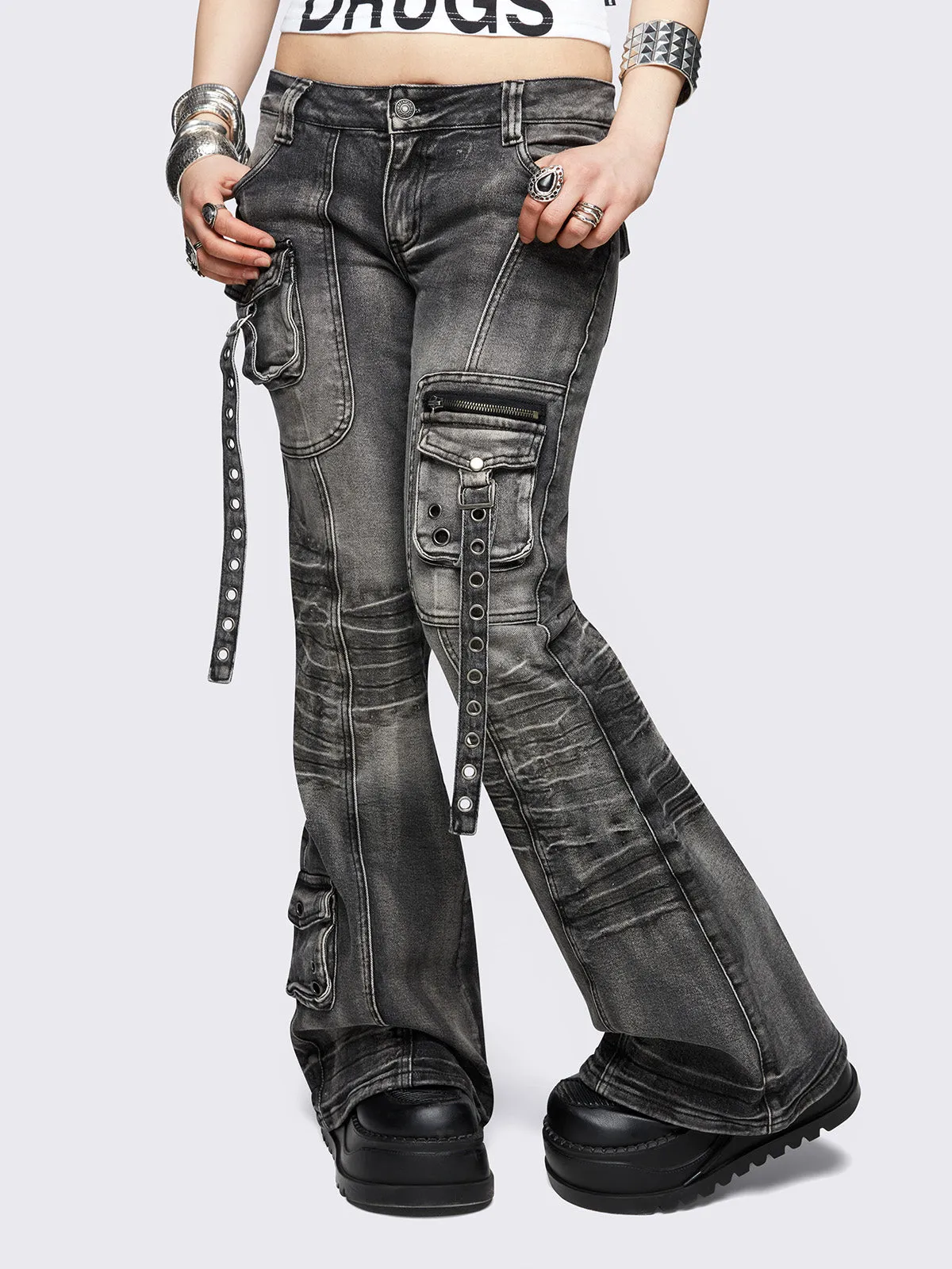 Elsie Black Flared Jeans sold by Minga London product image thumbnail 3