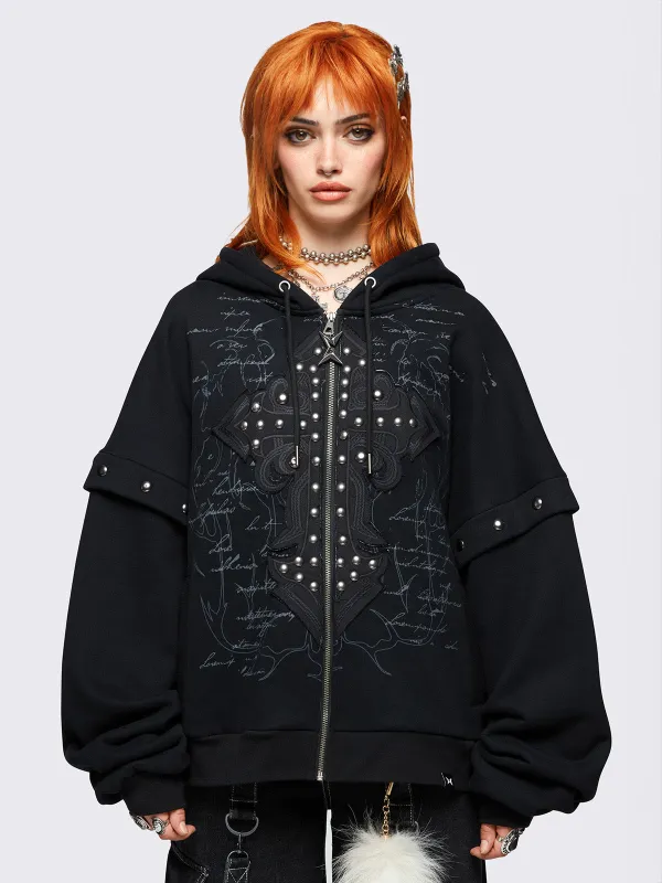 Crucifix Zip Up Hoodie sold by Minga London