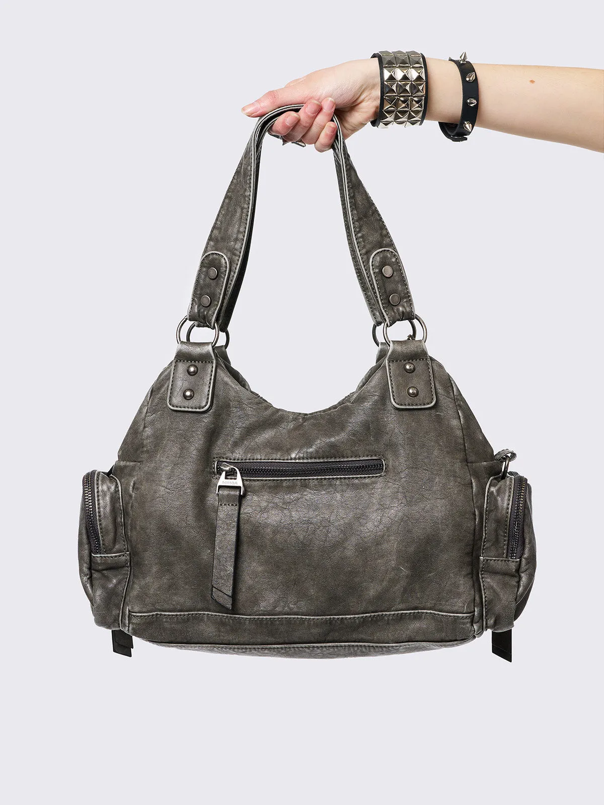 Abyss Grey Vegan Leather Shoulder Bag sold by Minga London product image thumbnail 2