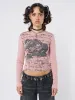 Lost Rose Pale Pink Graphic Top sold by Minga London