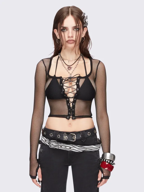 Gwen Fishnet Corset Top made by Minga London