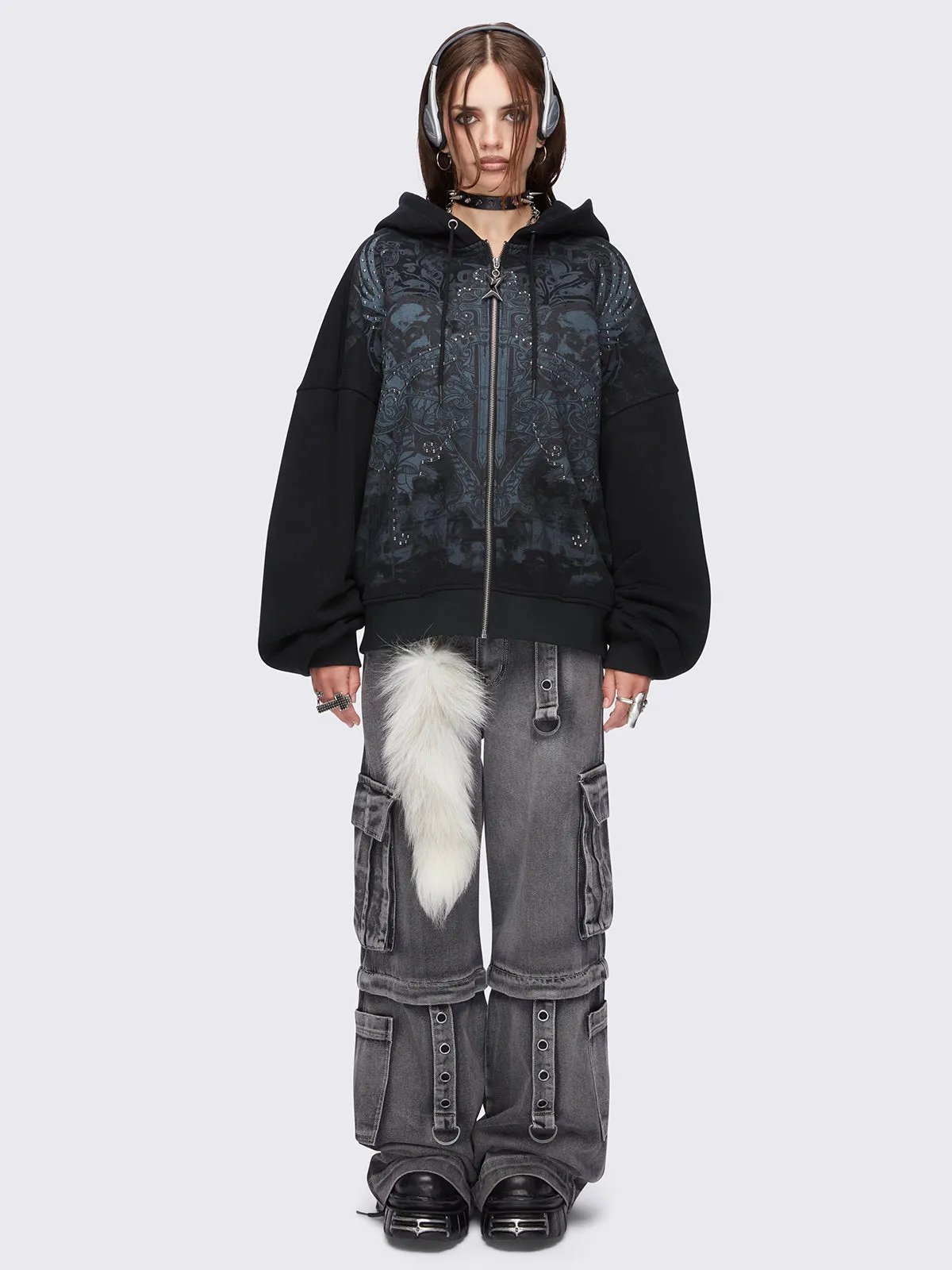 Grim-winged Zip Up Hoodie sold by Minga London product image thumbnail 2
