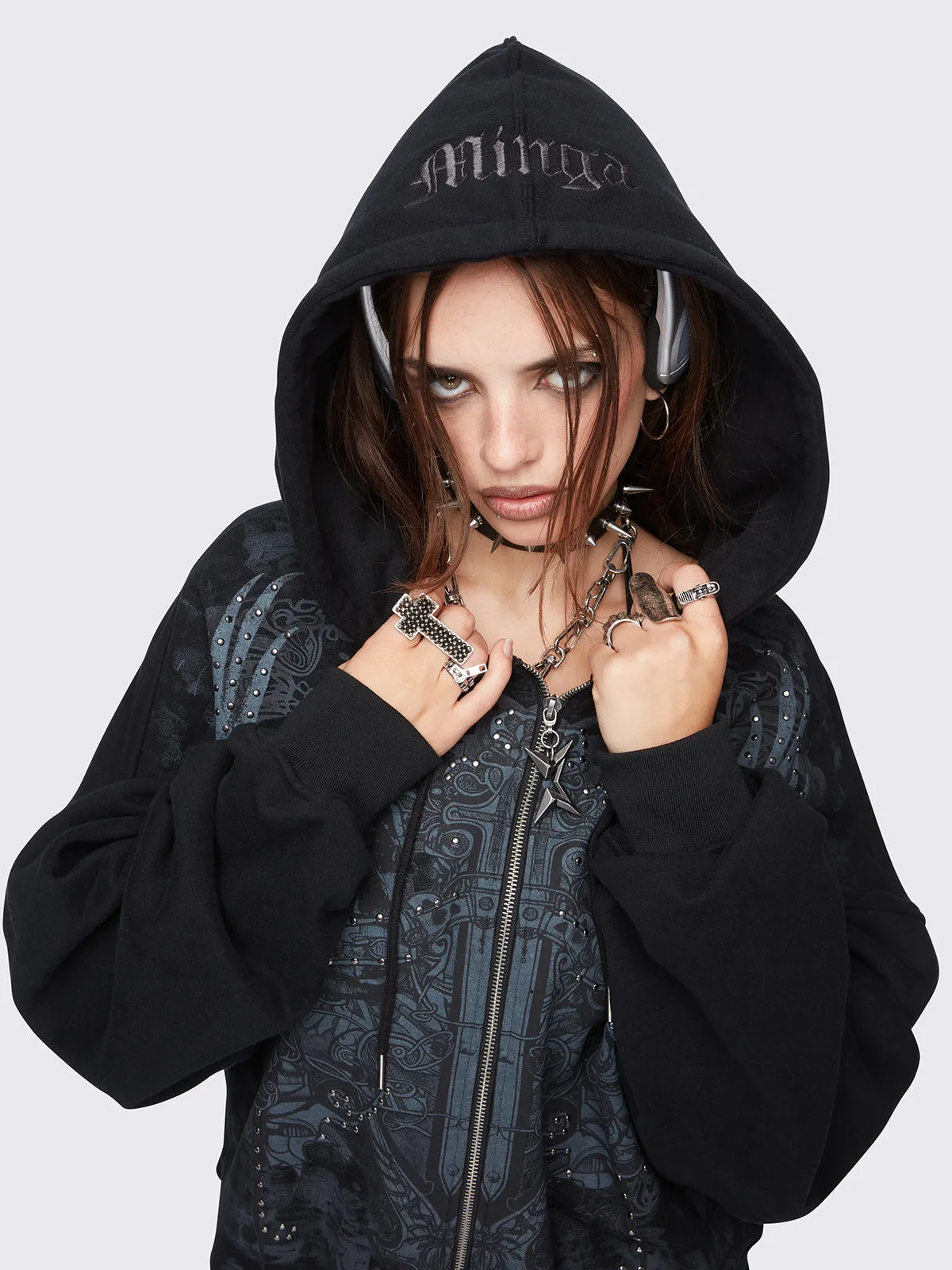 Grim-winged Zip Up Hoodie sold by Minga London product image thumbnail 3
