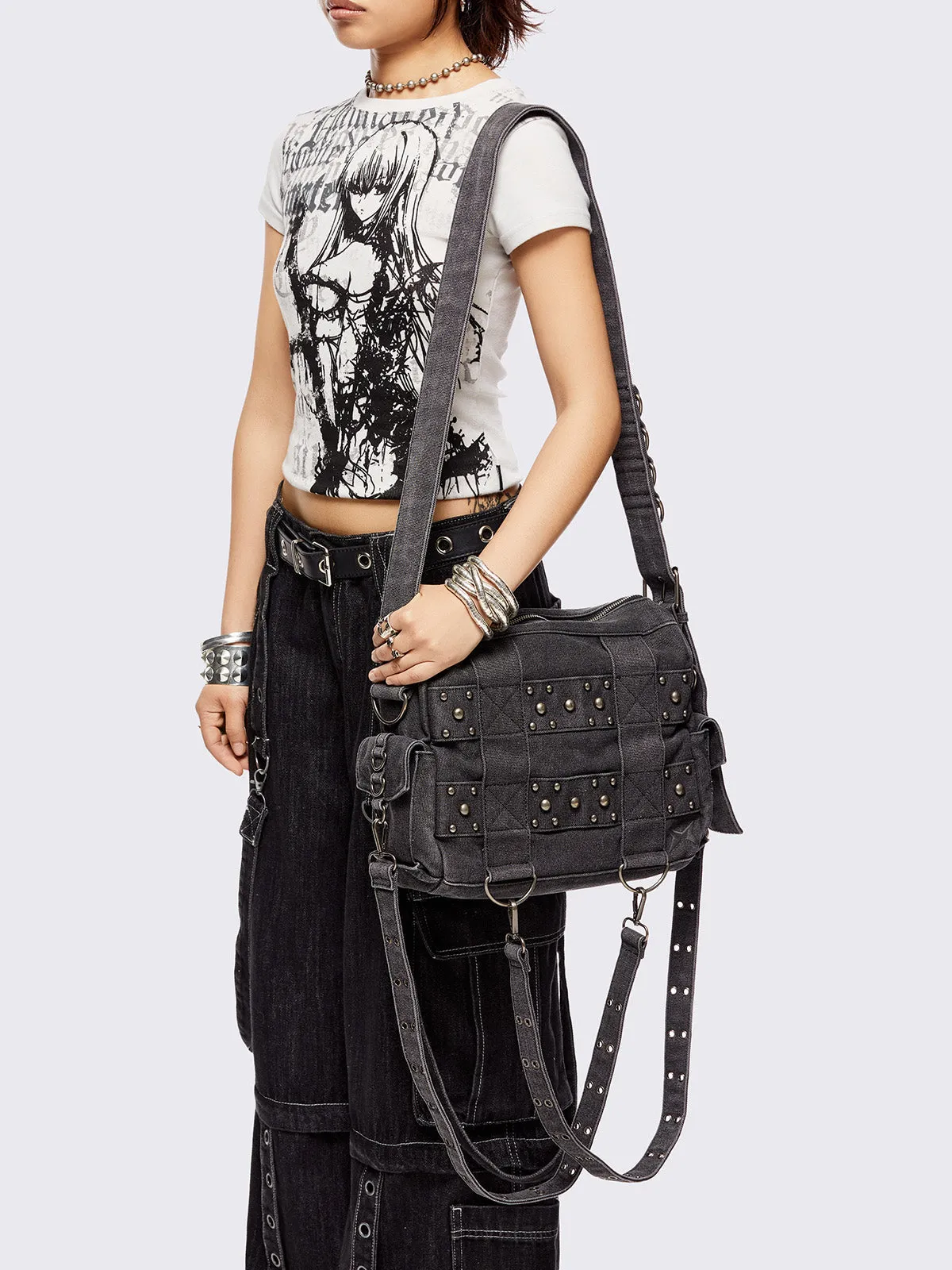 Trek Denim Crossbody Bag sold by Minga London