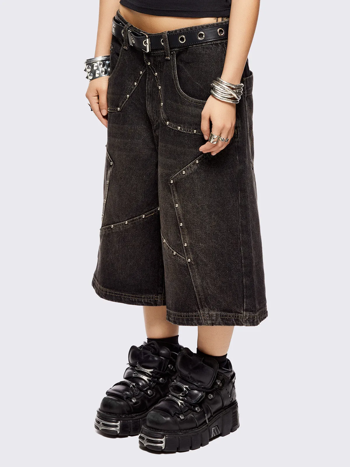 Star! Washed Jorts sold by Minga London product image thumbnail 4