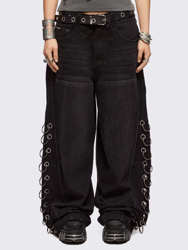 Beck Eyelet Super Baggy Jeans sold by Minga London
