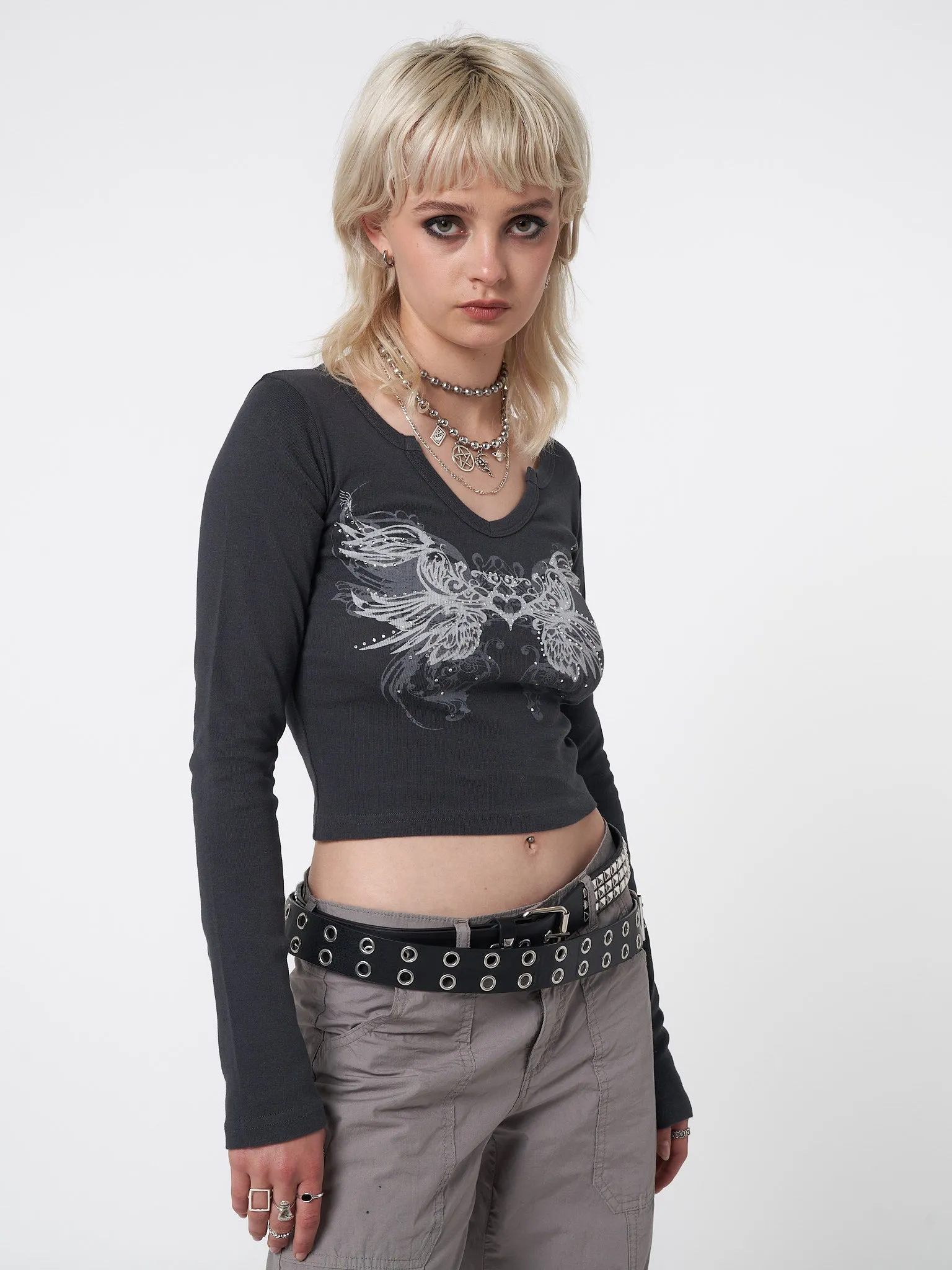 Strass Heart Wings Crop Top sold by Minga London product image thumbnail 4