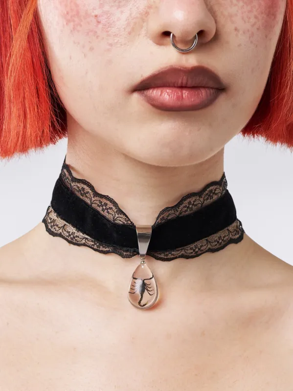 Cruel Lover Velvet Pendant Choker sold by Minga London