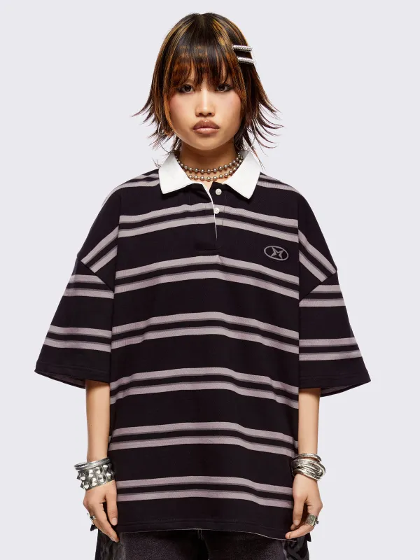 Taylor Black Striped Polo sold by Minga London
