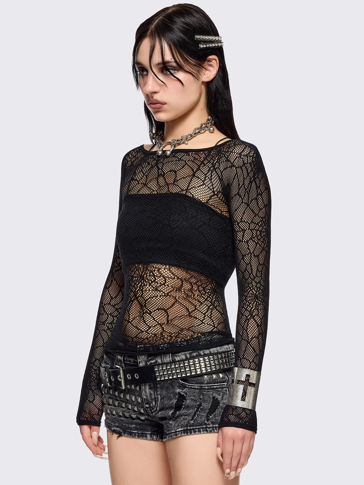 Spider Web Fishnet Top sold by Minga London product image thumbnail 3