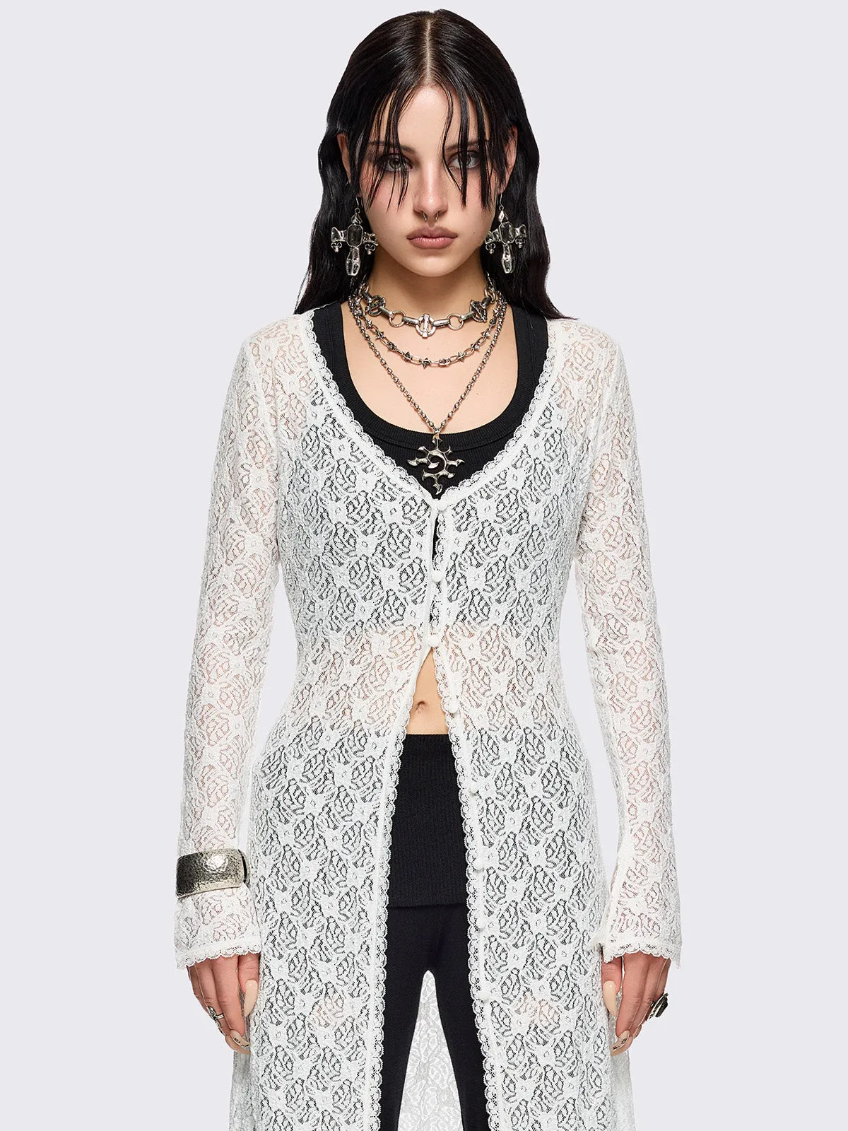 Elysia Lace Shirt Dress sold by Minga London product image thumbnail 2