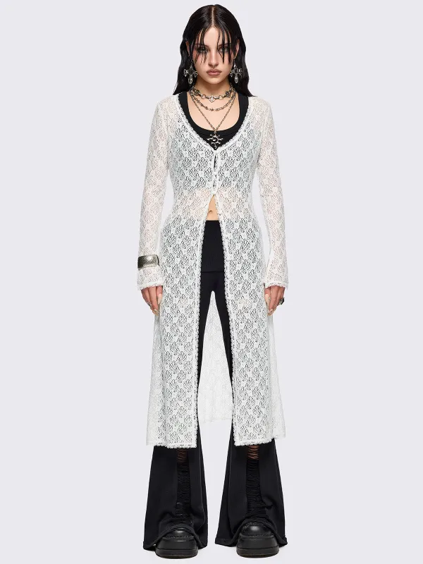 Elysia Lace Shirt Dress sold by Minga London