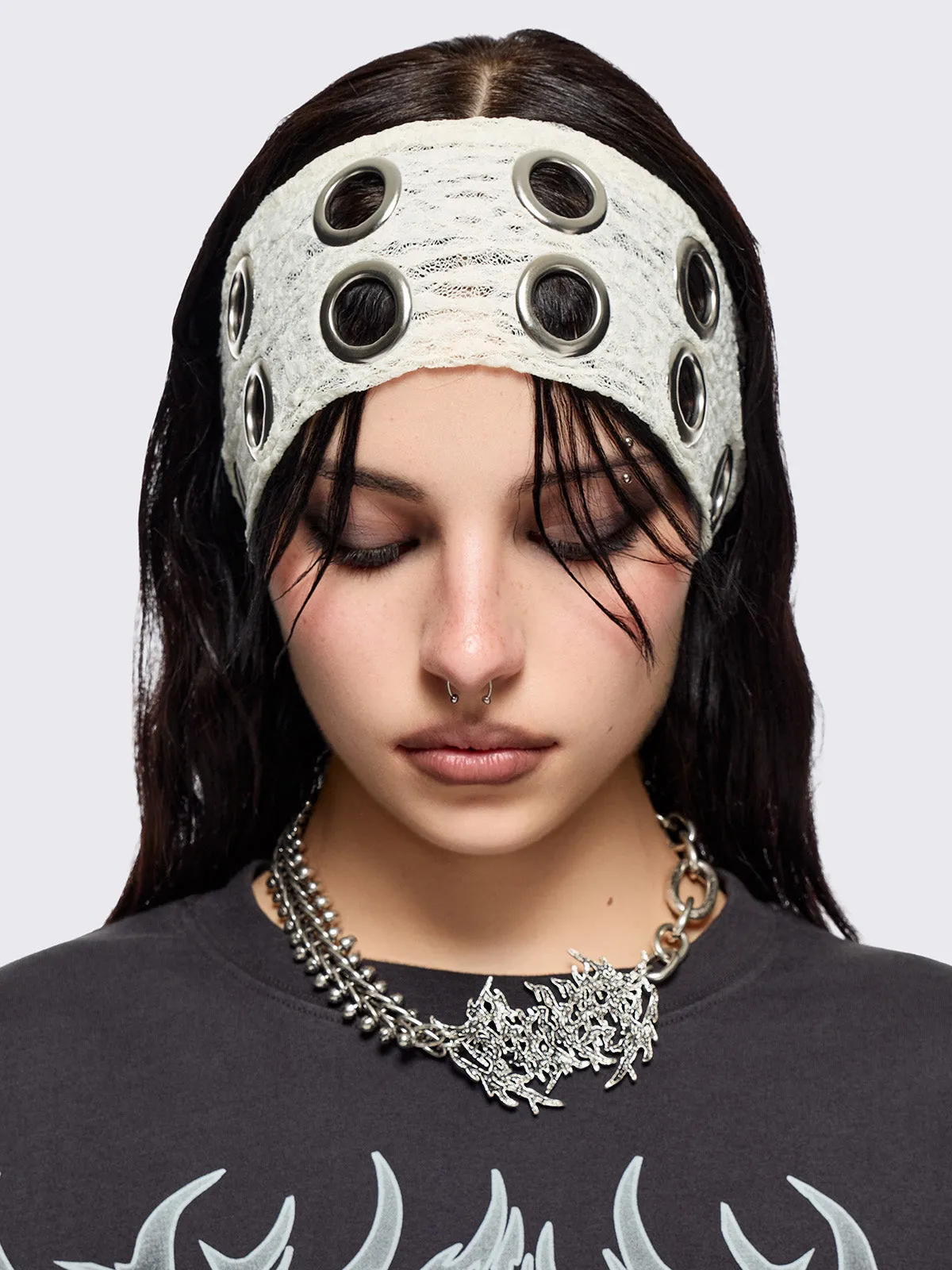Elektra Ecru Lace Headband sold by Minga London product image thumbnail 3