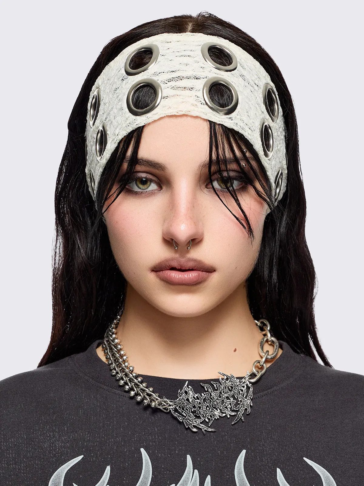 Elektra Ecru Lace Headband sold by Minga London product image thumbnail 2