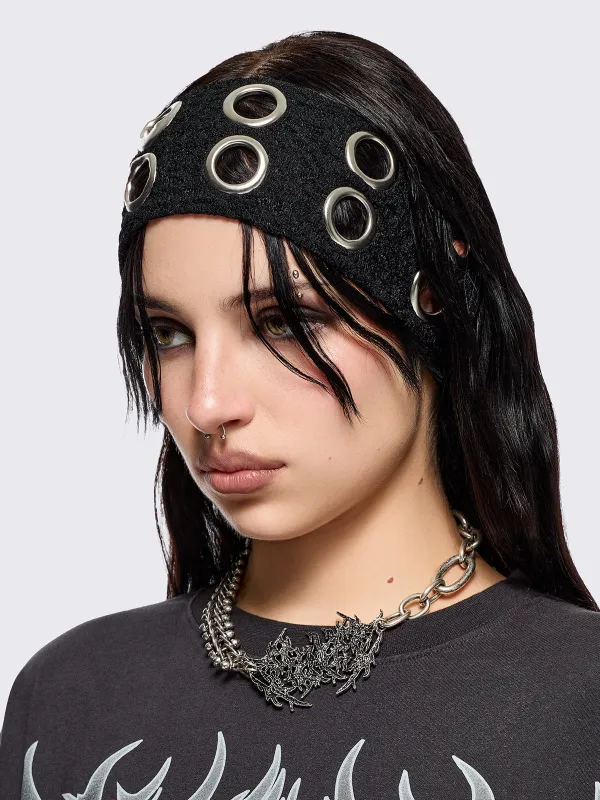 Elektra Black Lace Headband sold by Minga London