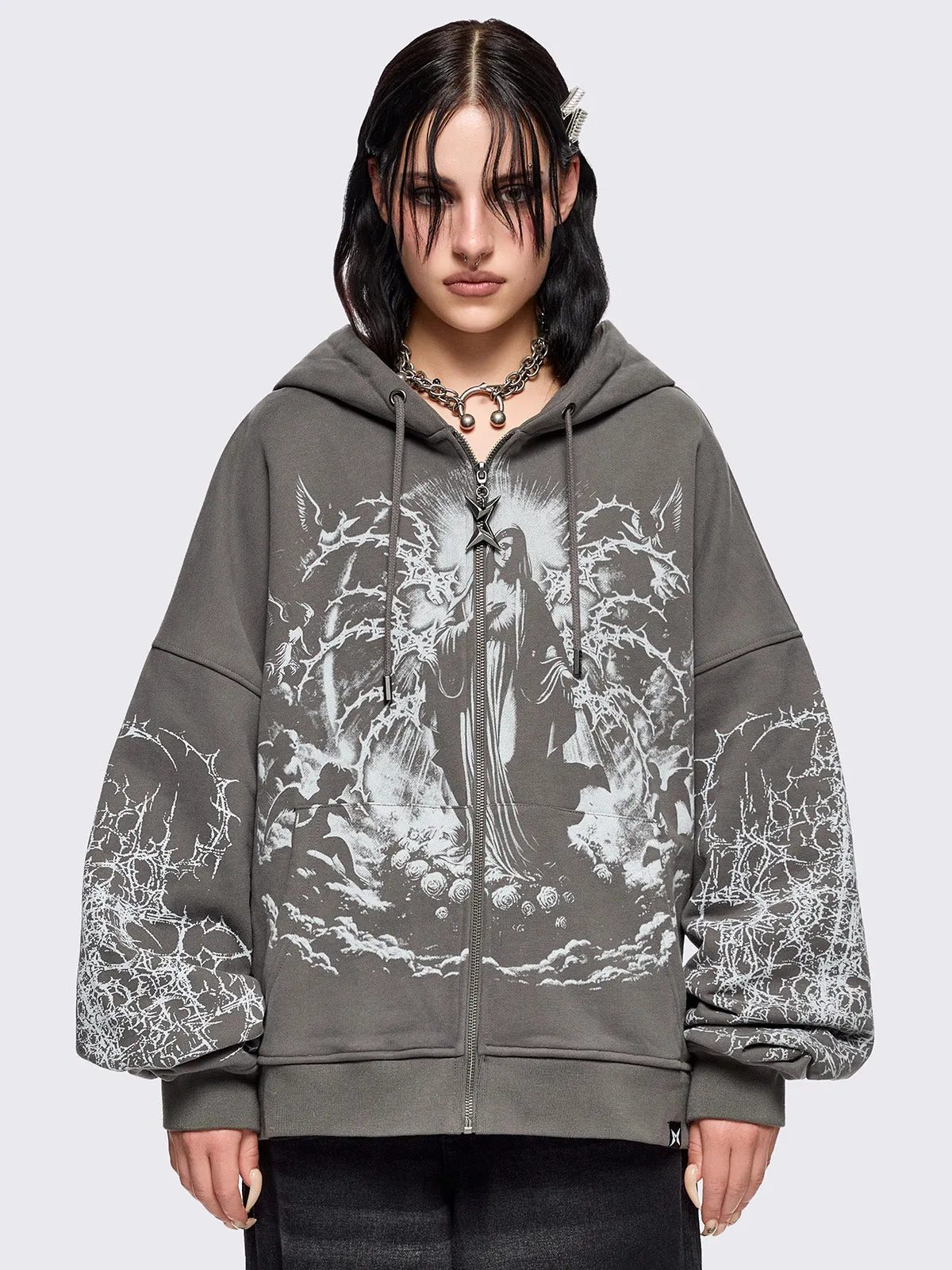 Ascension Grey Zip Up Hoodie sold by Minga London