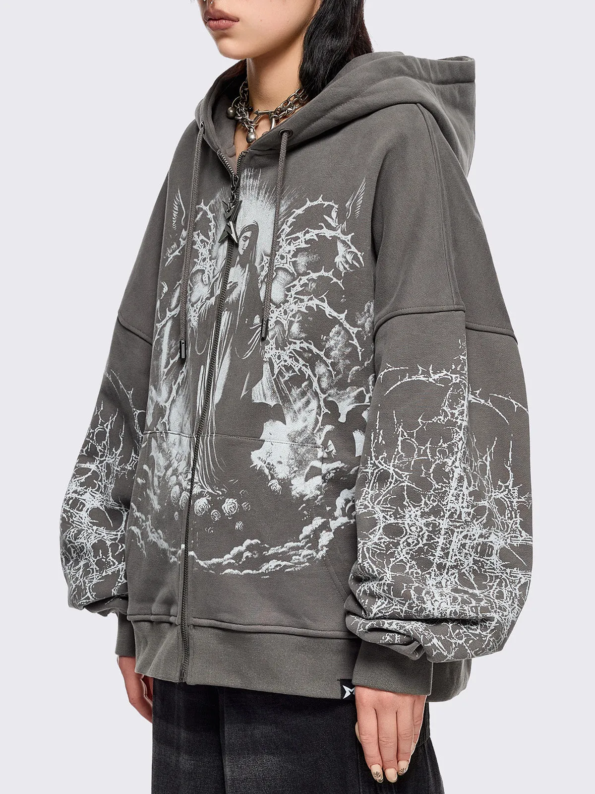 Ascension Grey Zip Up Hoodie sold by Minga London product image thumbnail 3