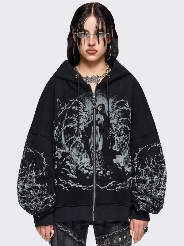 Ascension Black Zip Up Hoodie sold by Minga London