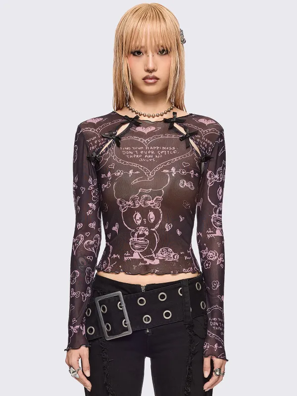 Minga x Esther Bunny Mesh Top sold by Minga London