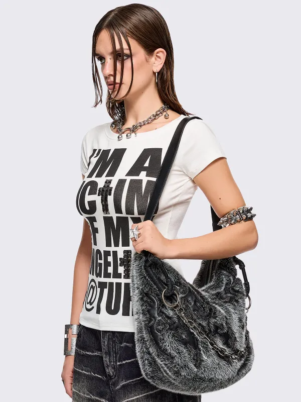Ink Furry Shoulder Bag sold by Minga London