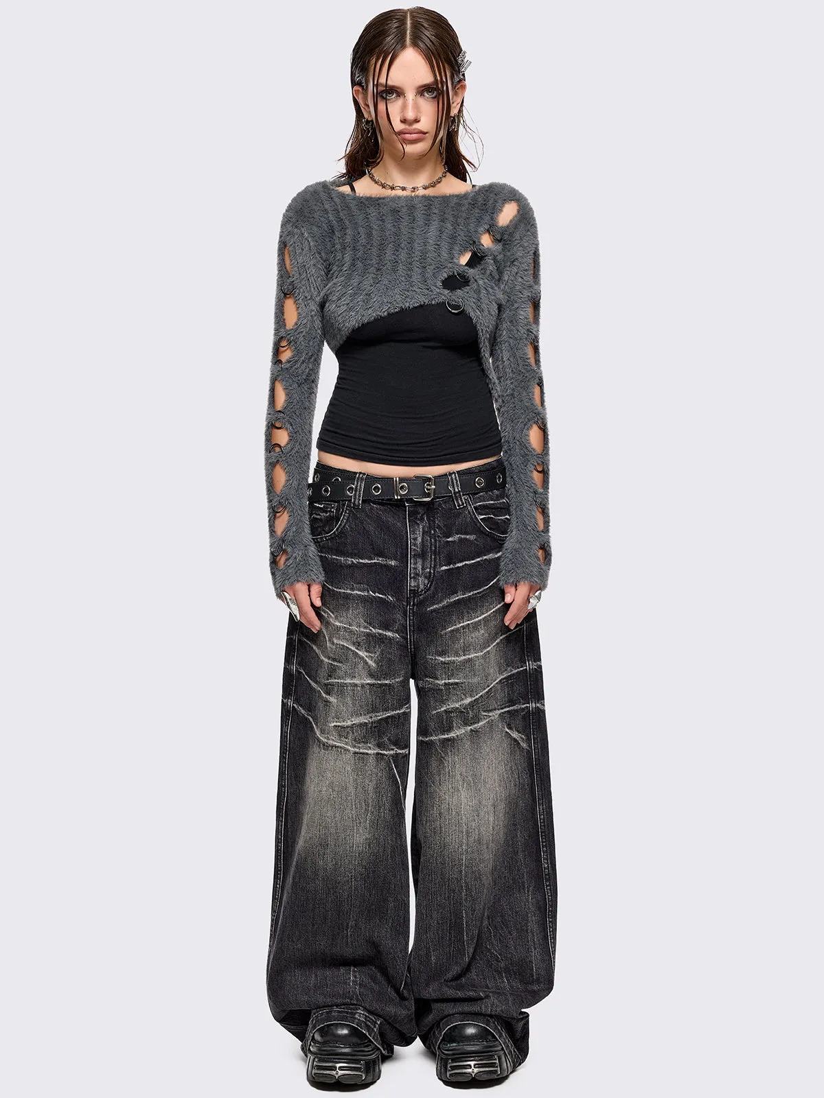 Demi Grey Cut-Out Sweater sold by Minga London product image thumbnail 2