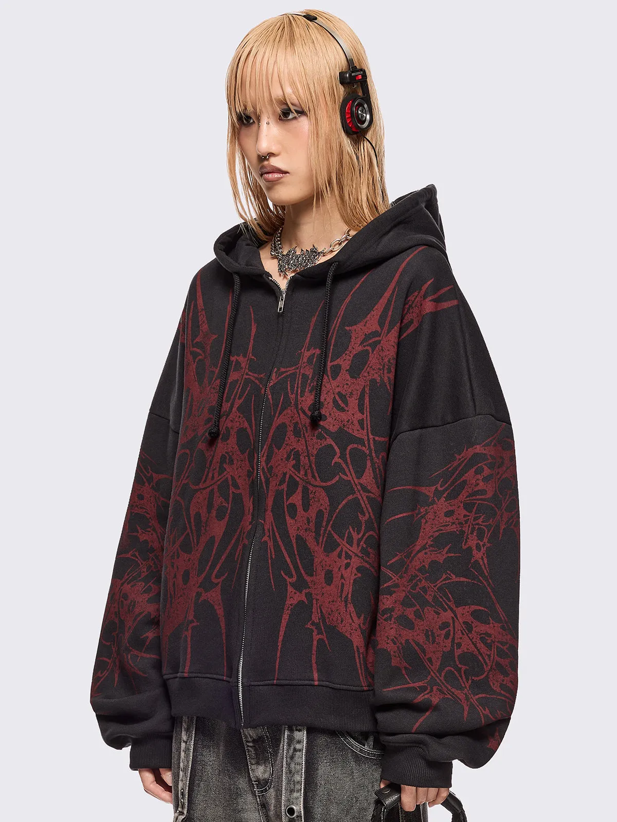 Insane Blood Zip Up Hoodie sold by Minga London product image thumbnail 3