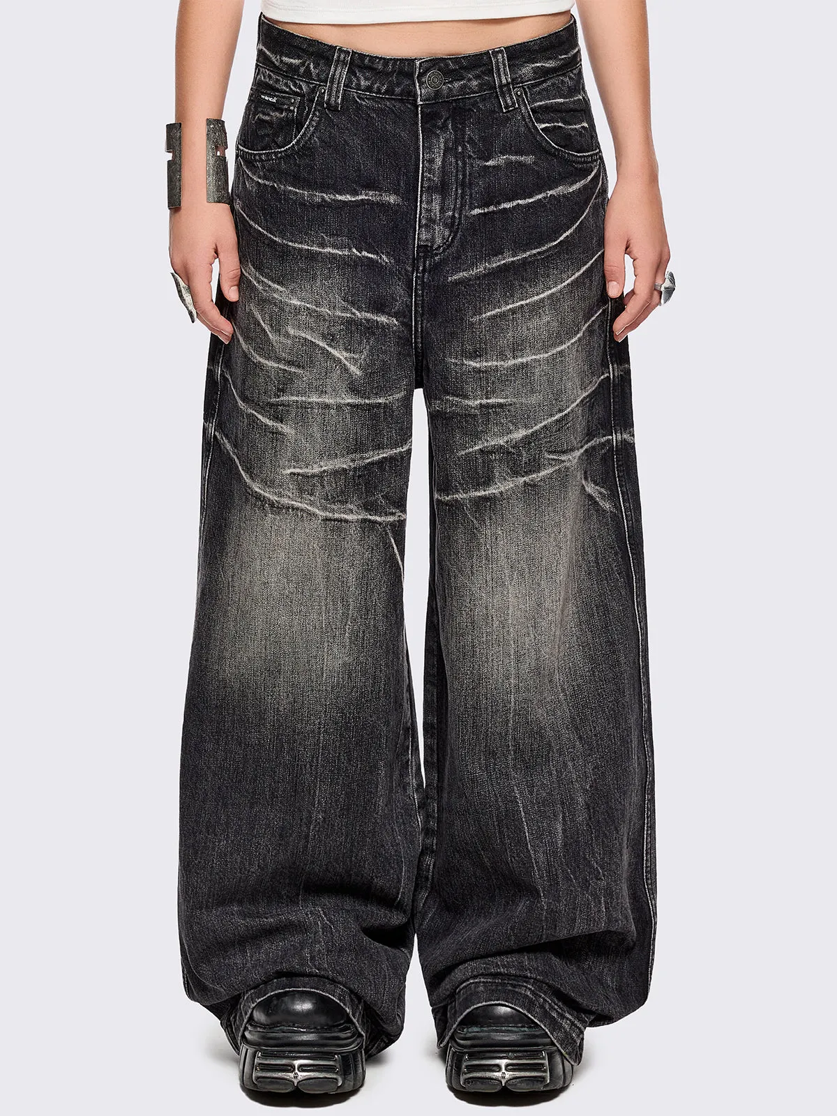 Volt Black Baggy Jeans sold by Minga London