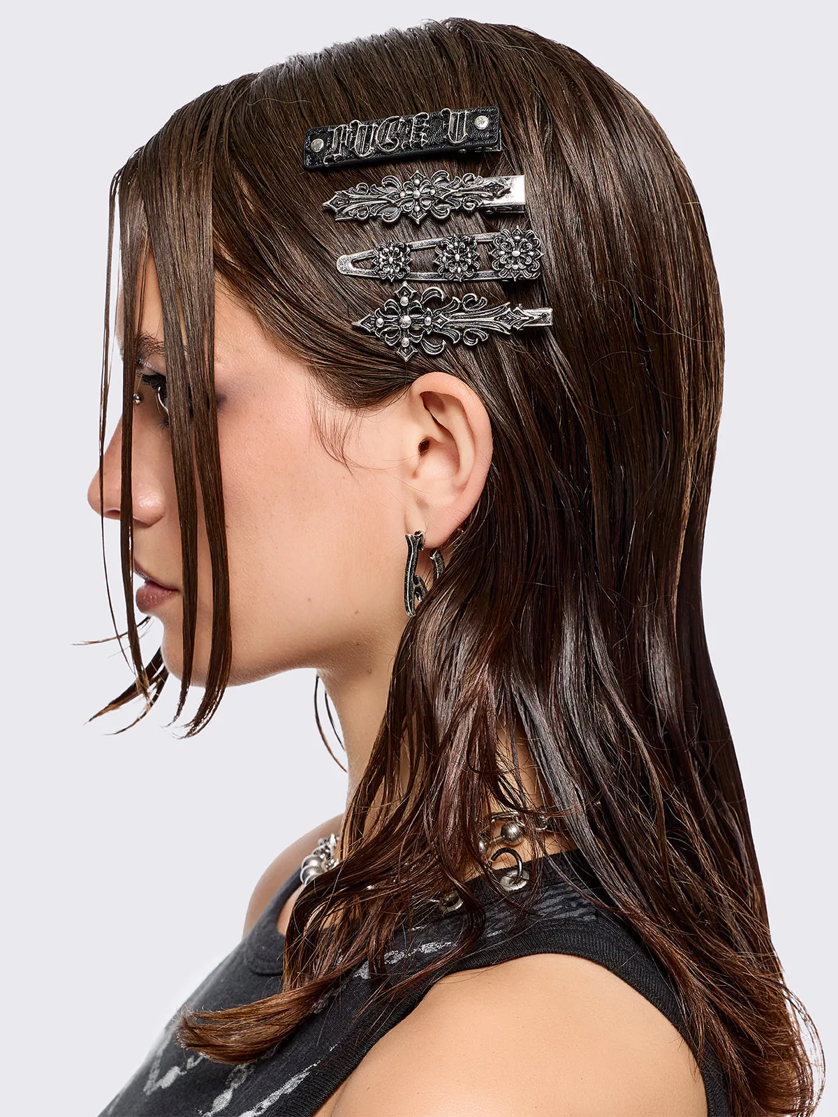 IDGAF Hair Clip Set sold by Minga London product image thumbnail 3