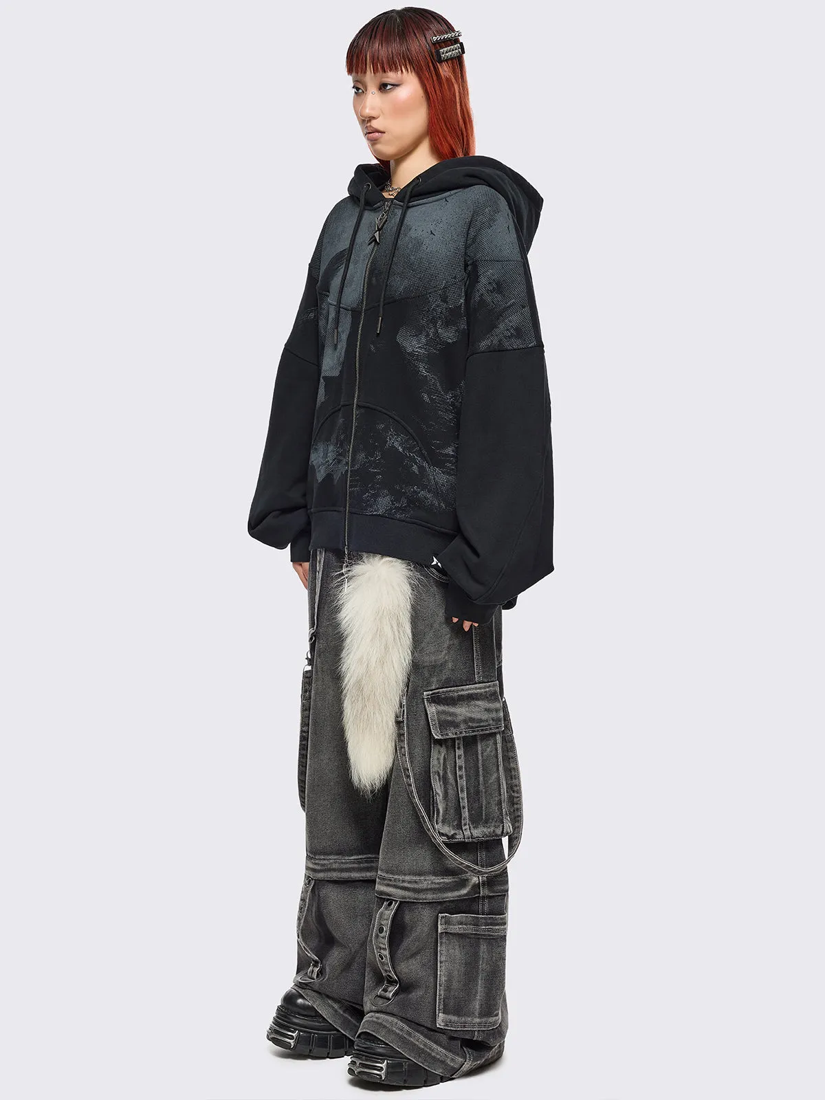 Black Angel Zip Up Hoodie sold by Minga London product image thumbnail 4