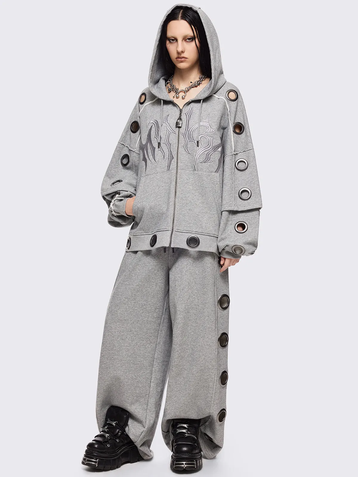 Hexa Grey Zip Up Hoodie sold by Minga London product image thumbnail 5