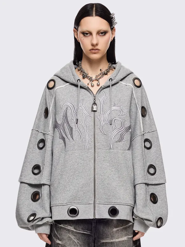 Hexa Grey Zip Up Hoodie sold by Minga London