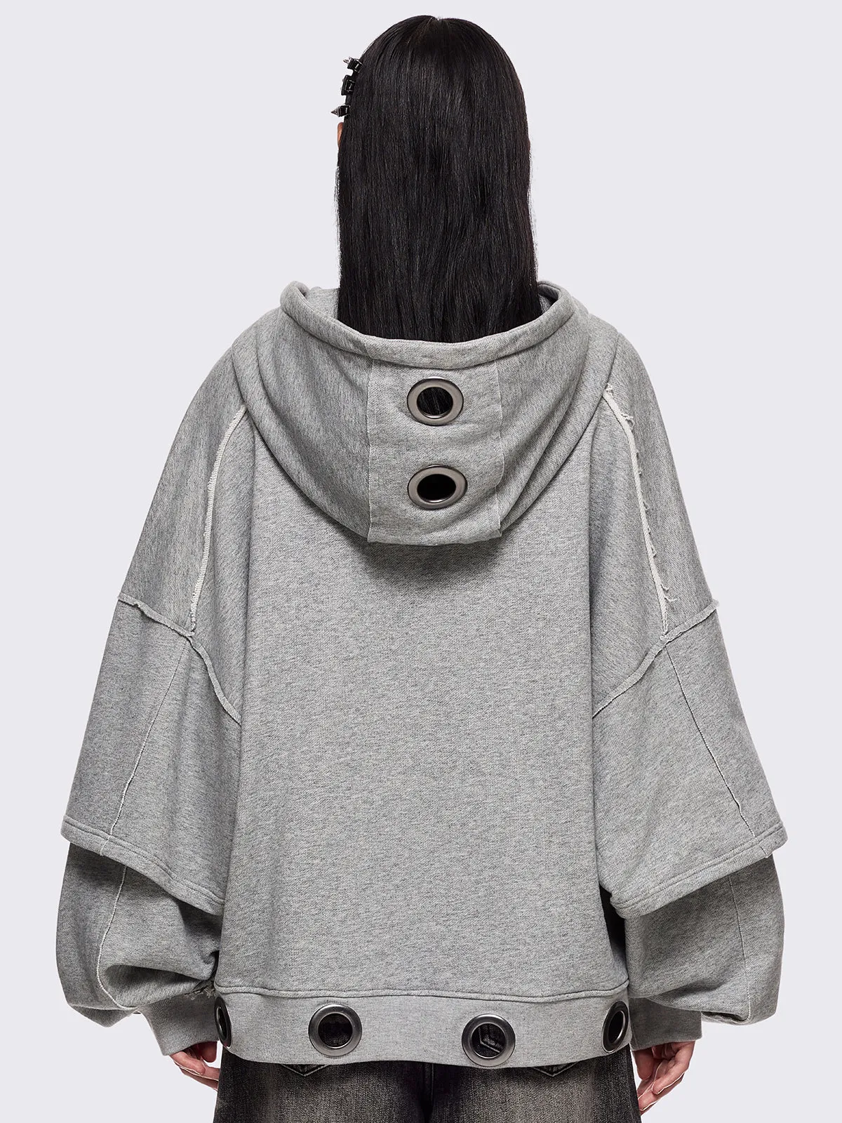 Hexa Grey Zip Up Hoodie sold by Minga London product image thumbnail 4