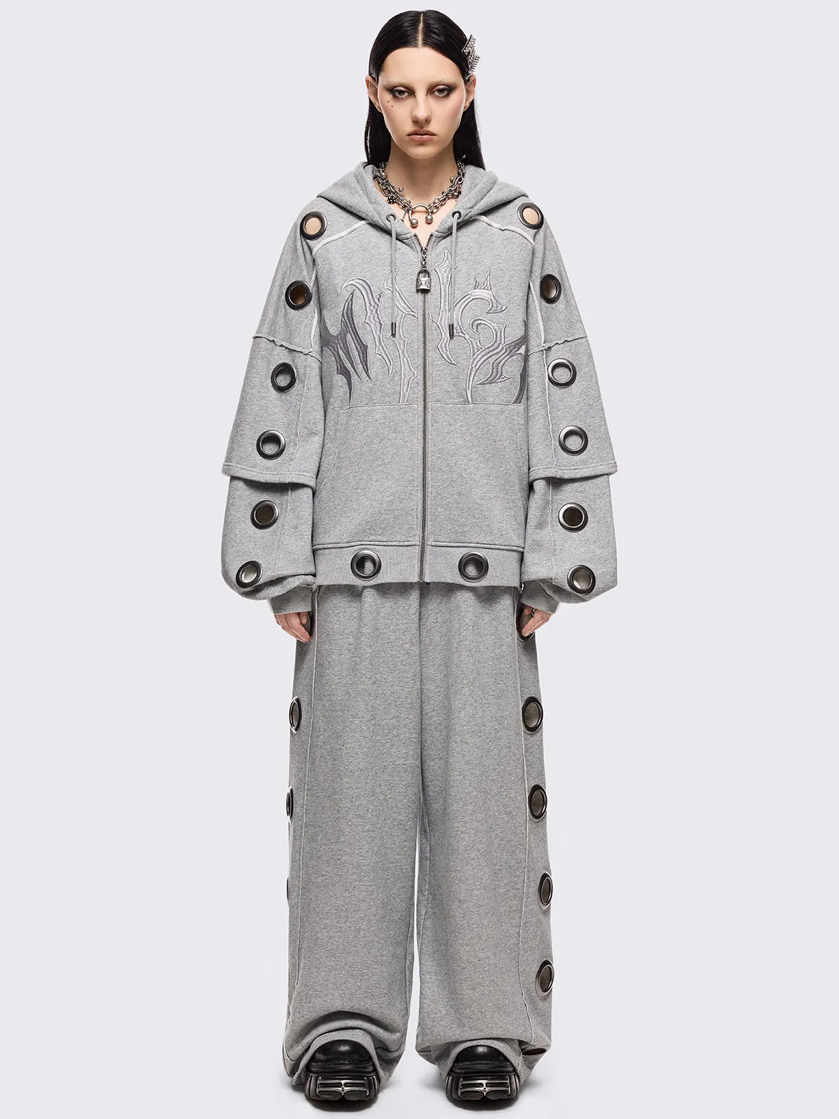 Hexa Grey Zip Up Hoodie sold by Minga London product image thumbnail 2
