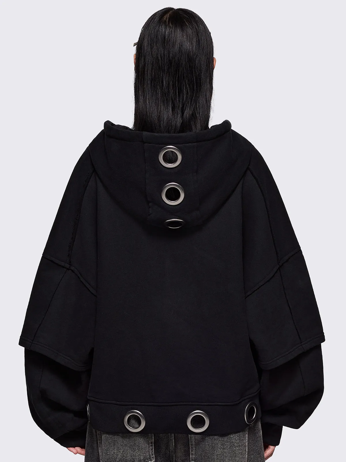 Hexa Black Zip Up Hoodie sold by Minga London product image thumbnail 5