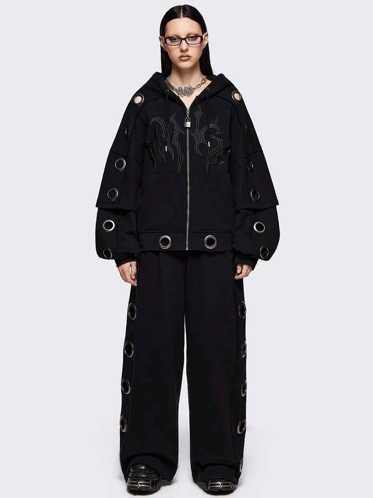 Hexa Black Zip Up Hoodie sold by Minga London product image thumbnail 2