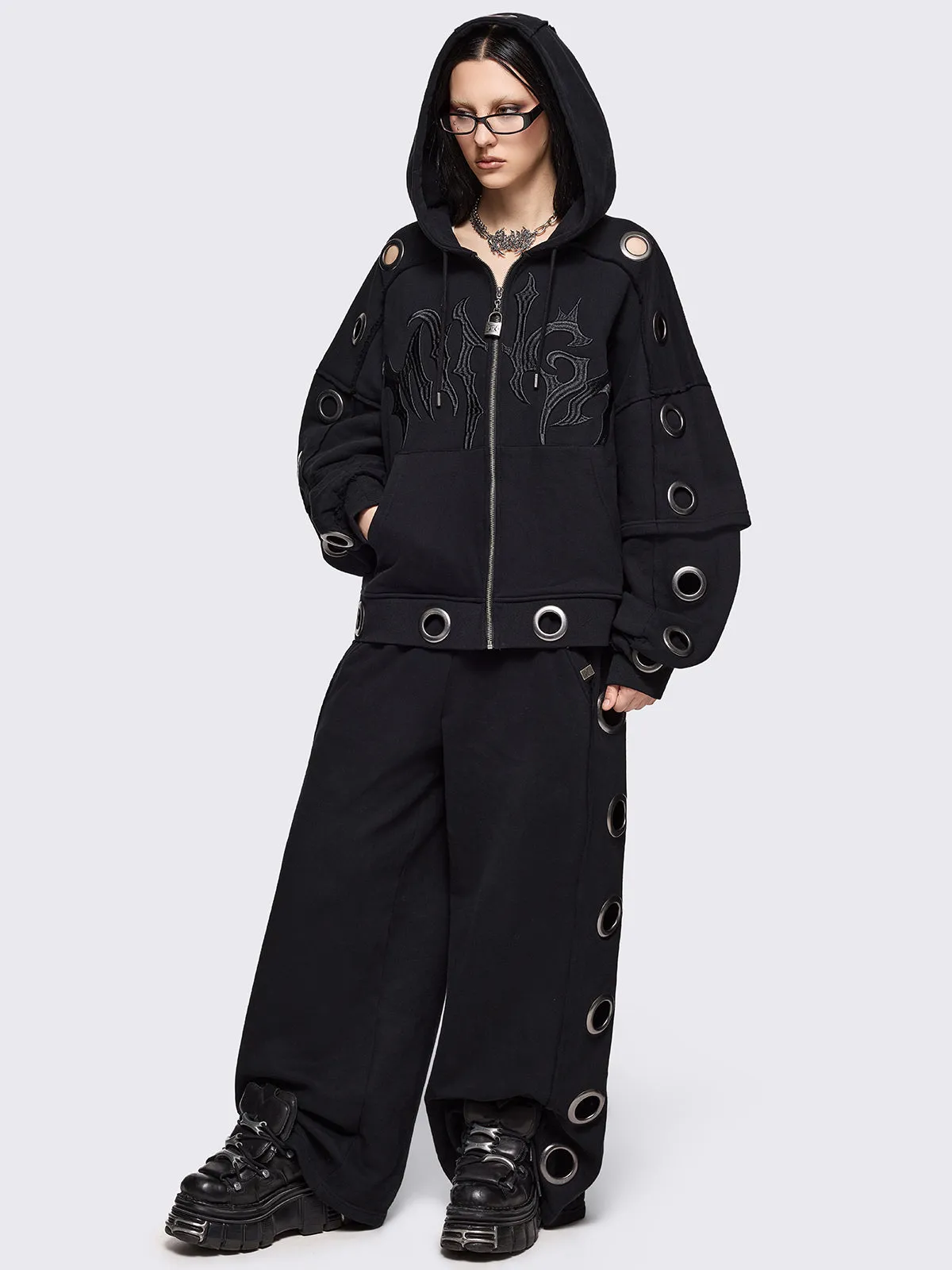 Hexa Black Zip Up Hoodie sold by Minga London product image thumbnail 4