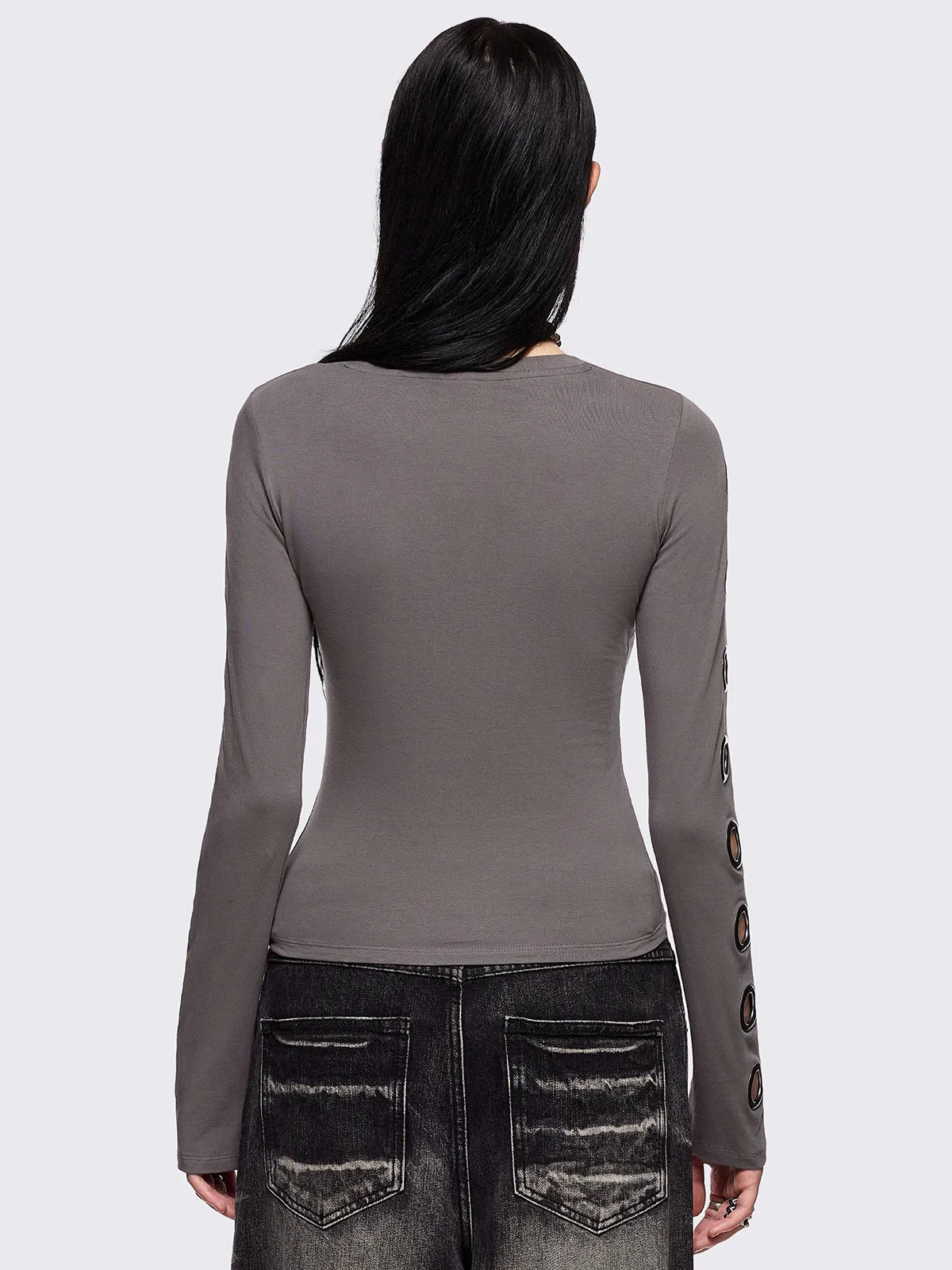 Moxie Grey Cut-Out Top sold by Minga London product image thumbnail 5