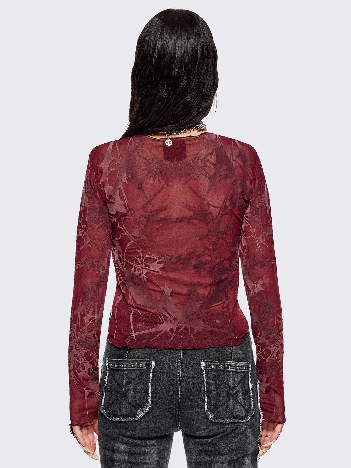 Cryptic Red Mesh Top sold by Minga London product image thumbnail 4