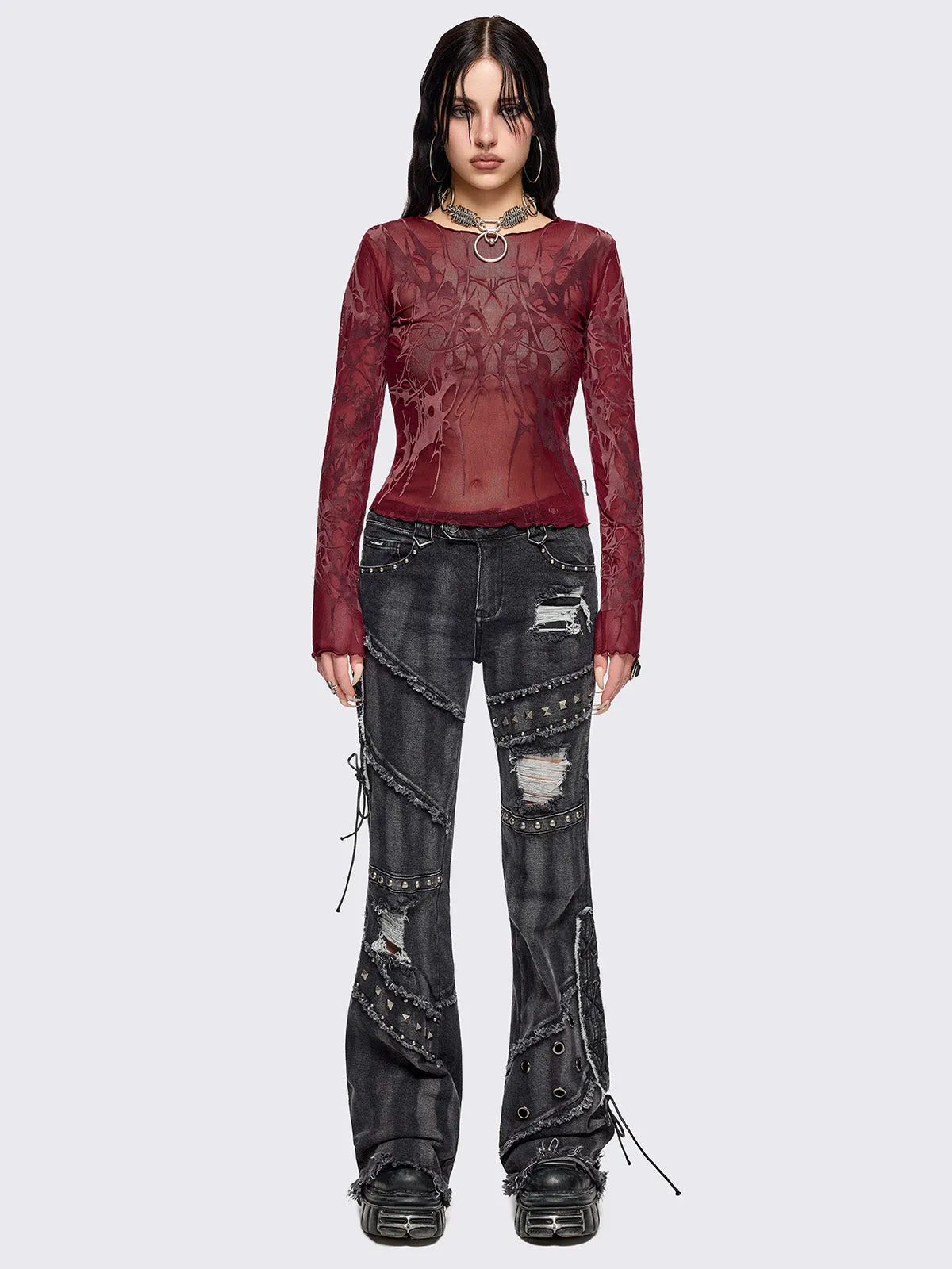 Cryptic Red Mesh Top sold by Minga London product image thumbnail 2
