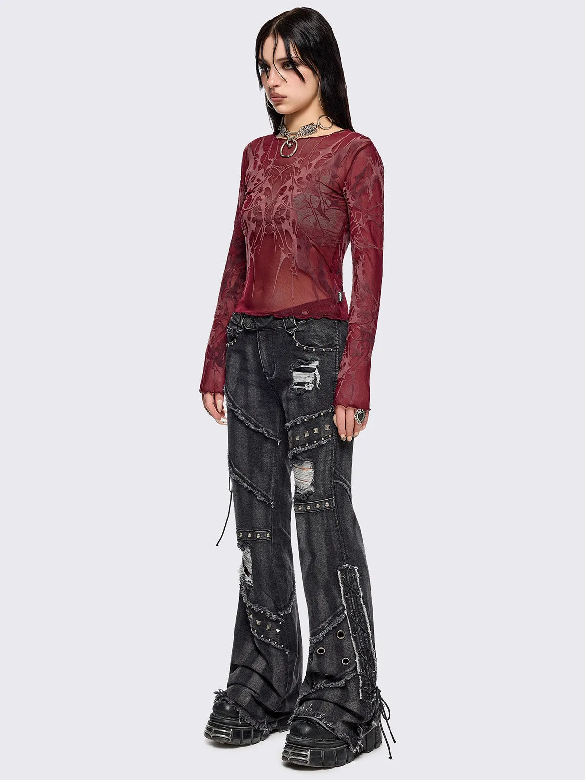 Cryptic Red Mesh Top sold by Minga London product image thumbnail 5