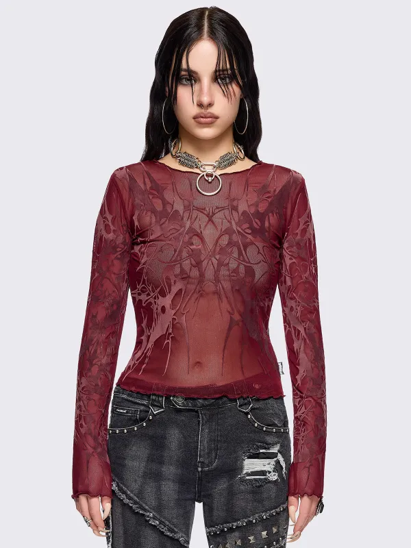 Cryptic Red Mesh Top sold by Minga London