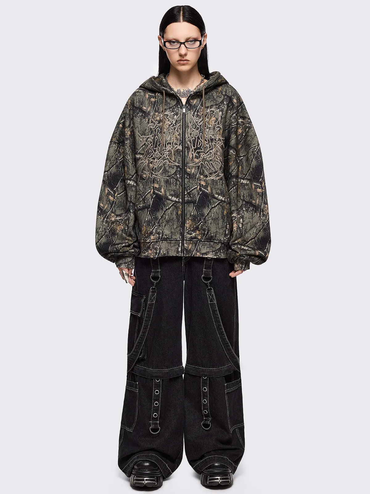 Forest Tree Camo Zip Up Hoodie sold by Minga London product image thumbnail 2