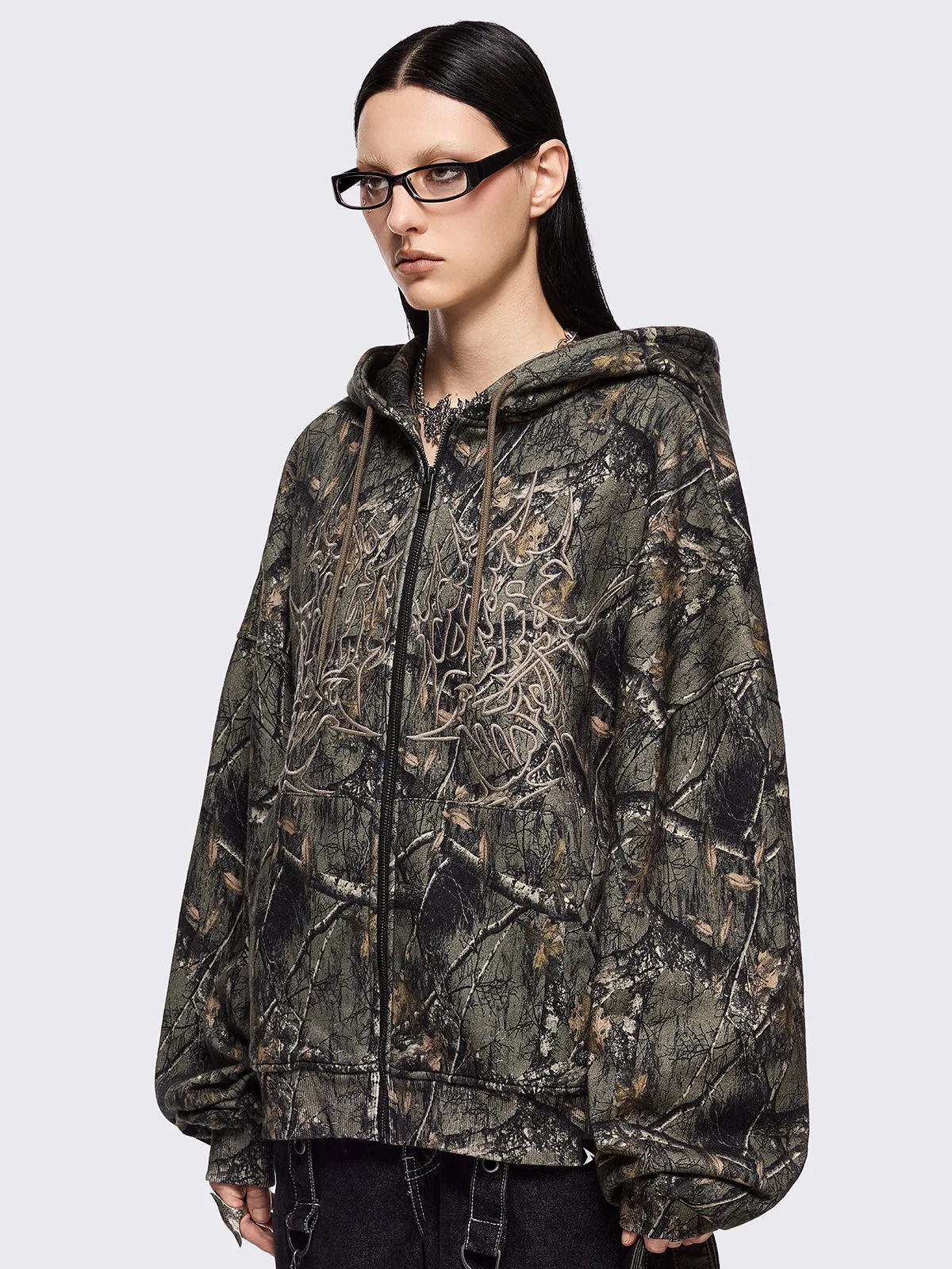 Forest Tree Camo Zip Up Hoodie sold by Minga London product image thumbnail 3