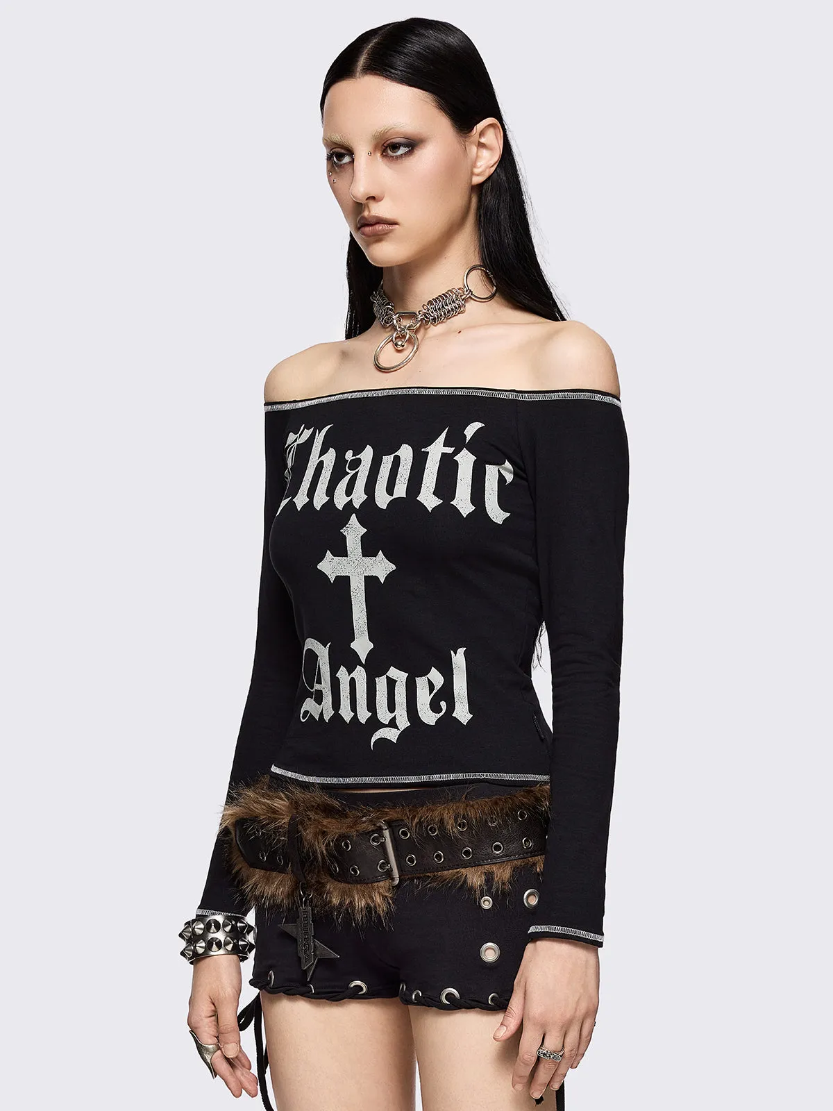 Chaotic Angel Off-Shoulder Top sold by Minga London product image thumbnail 3
