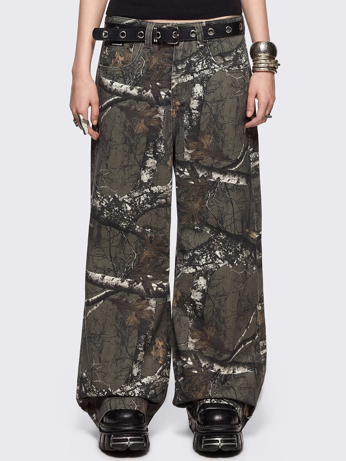 Forest Tree Camo Baggy Jeans sold by Minga London