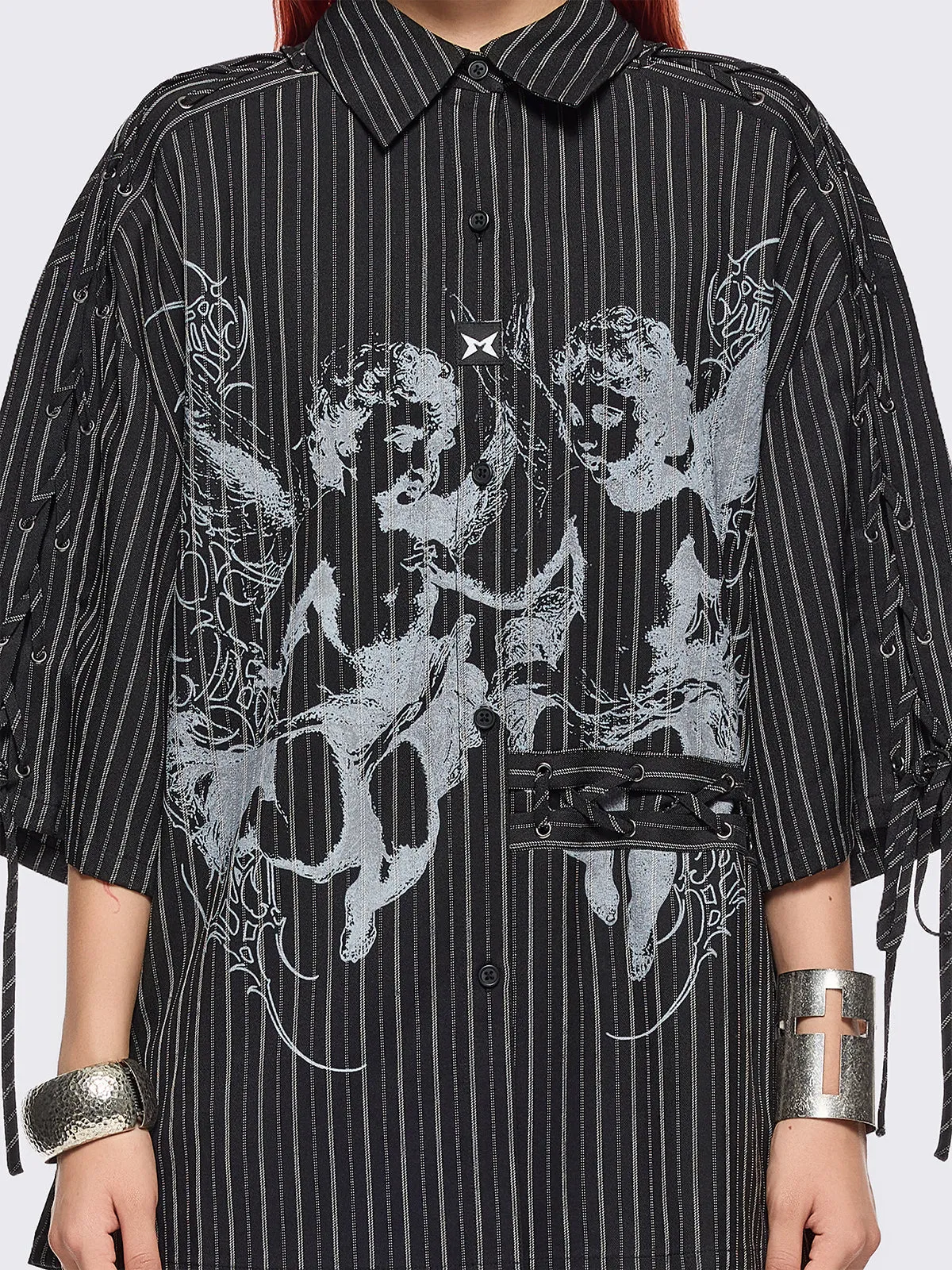 Angels Black Striped Shirt sold by Minga London product image thumbnail 4